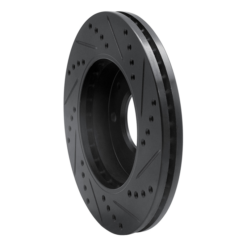 Hyundai Sonata Brake Rotor (1) - Front Left - R1 Concepts - Drilled & Slotted - Black - `01-`03